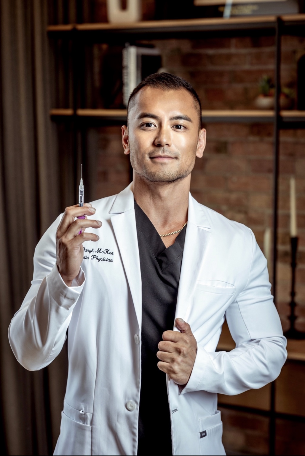 Dr. McKee in his white coat